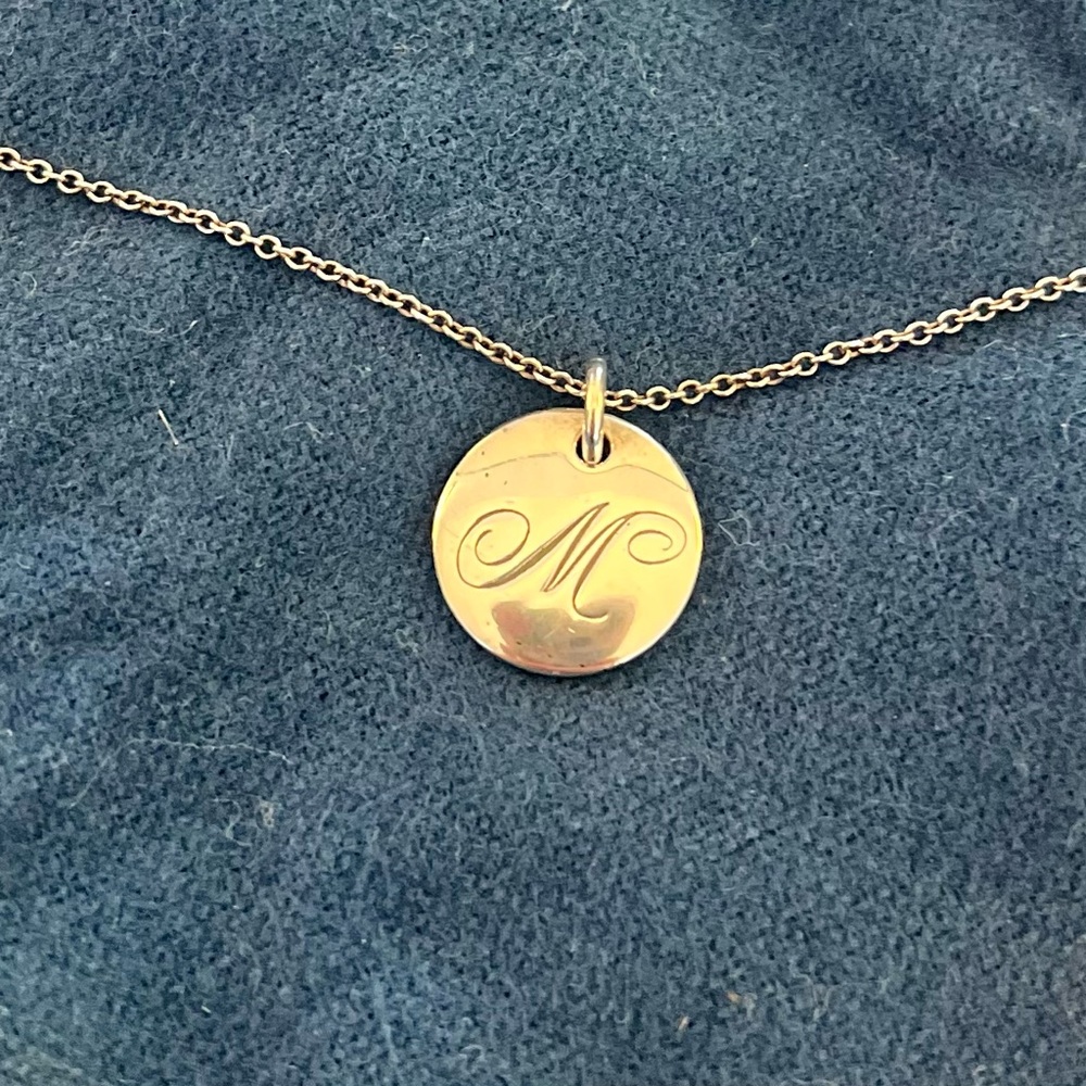 Sterling silver Tiffany initial charm and 16” chain